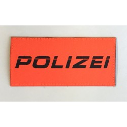 Patch Polizei orange kursiv 9.5 x 4.5 cm
