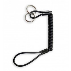 Dragonne de sécurité Kevlar® 80 cm avec anneaux porte-clés noir