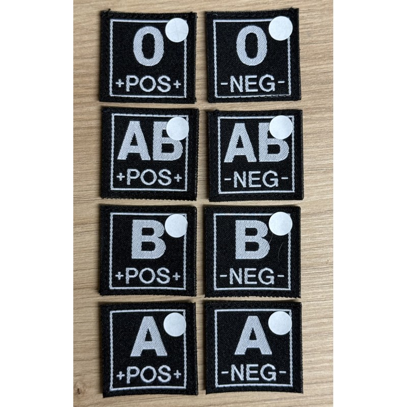 Blutgruppenpatch A/B/AB/0/+/-
